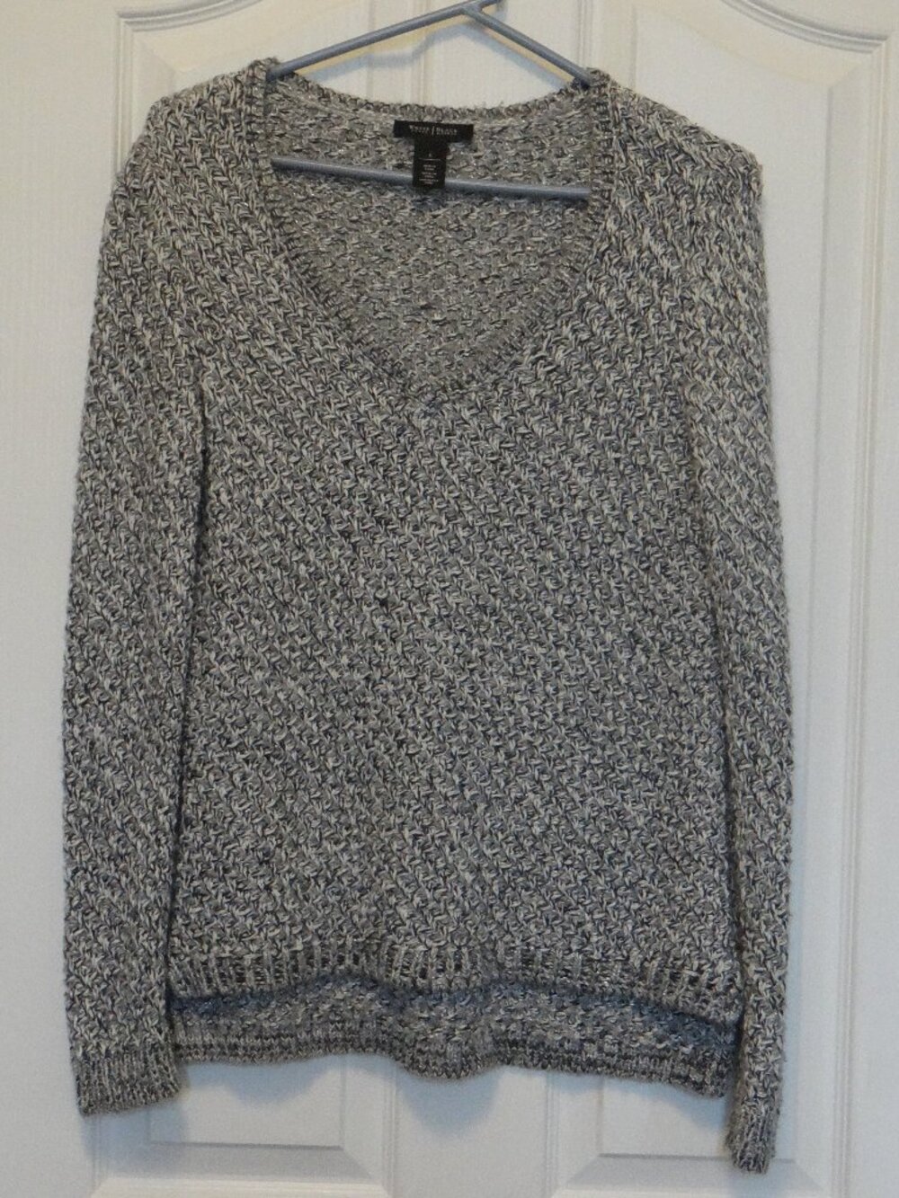 WHBM V Neck SWEATER knit grey/black/silver White House Black Market S